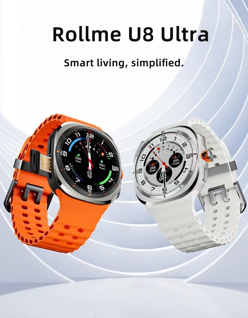 Rollme U8 Ultra Smartwatch Multifungsi dengan Fitur Telepon, SMS, dan Kamera